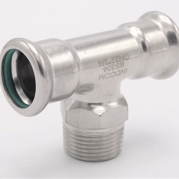 inox, Pièce en T, pressage, F/M (filetage extérieur)/F | 22_3/4"_22 raccords a sertir