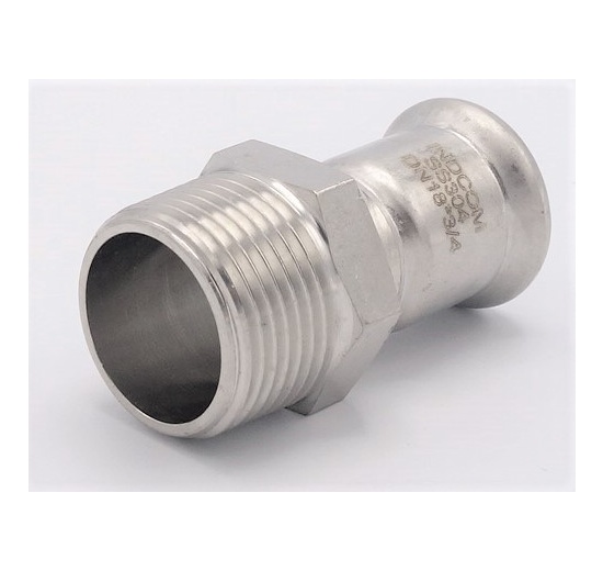 Adaptateur de pressage/filetage externe, inox 18 mm_3/4", raccords a sertir