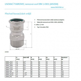 Adaptateur de pressage/filetage externe, inox