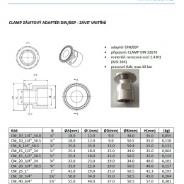 adaptateur filetage femelle clamp, acier inoxydable