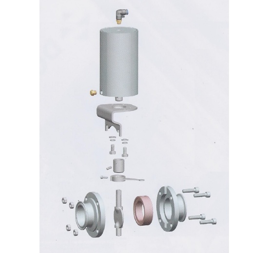 Vannes papillon pneumatiques, en inox, DIN mâle x mâle