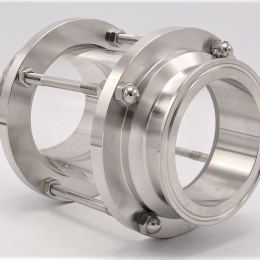 Sanitaire verre de viséur droit, inox, Clamp C-C, longue DN80