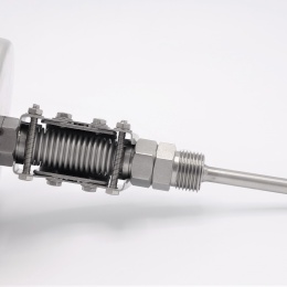 Celonerezový bimetalový teploměr s ponorným dříkem, závitový, úhlový přípoj |0-100 ℃ (1/2”) 100 mm