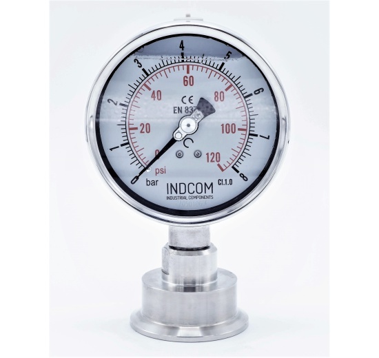 Manomètre inox avec membrane de séparation-CLAMP DIN 32676 (64 mm), cadran 100 mm