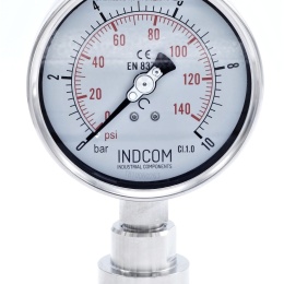 Manomètre inox avec membrane de séparation-CLAMP, cadran 100 mm | 0-10 bar