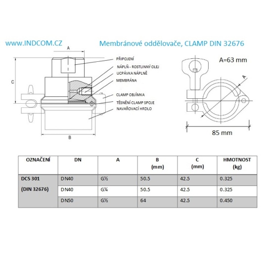 Les dimensions du séparateur à membrane