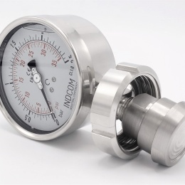 Manomètre avec séparateur à membrane - visserie alimentaire DIN 11851, cadran 100 mm, matrice DN40| 0-2,5 bar