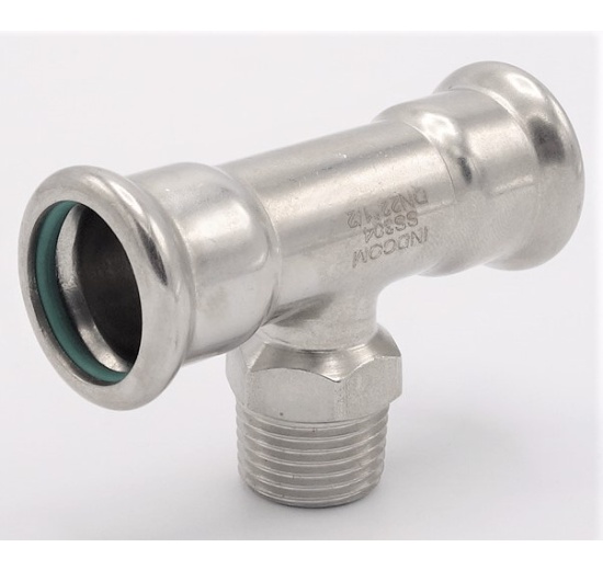 inox, Pièce en T, pressage, F/M (filetage extérieur)/F, raccords a sertir