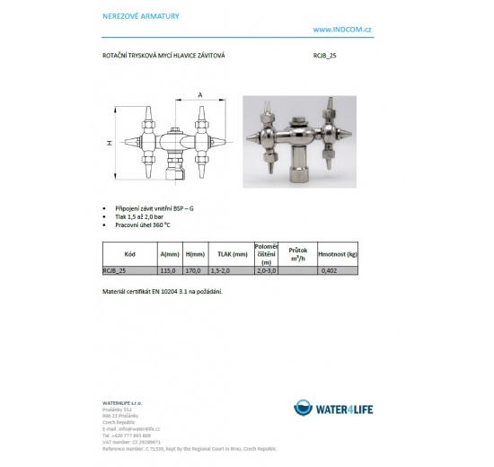 Boule de nettoyage rotative à jet, filetée