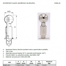 Boule de nettoyage rotative, soudée, sur goupille fendue