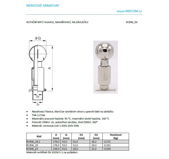 Boule de nettoyage rotative, soudée, sur goupille fendue