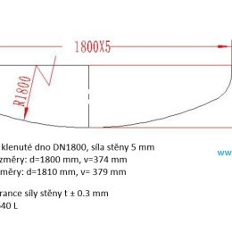 Fond de cuve bombé - DN 1800 mm, épaisseur de la tôle 4.5 mm
