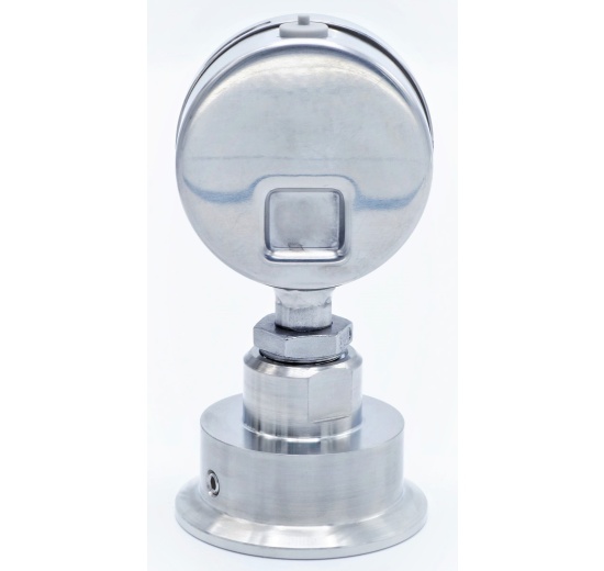 Manomètre tout acier inoxydable, cadran 63 mm, avec membrane de séparation-CLAMP DIN 32676, collier 64 mm | 0-6 bar, (CLAMP-64 mm)