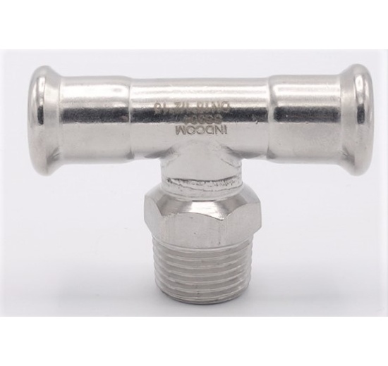 inox, Pièce en T, pressage, F/M (filetage extérieur)/F | 15_1/2"_15