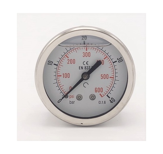 Manomètres en acier inoxydable – raccordement arrière 0 - 40 bar 1/4”