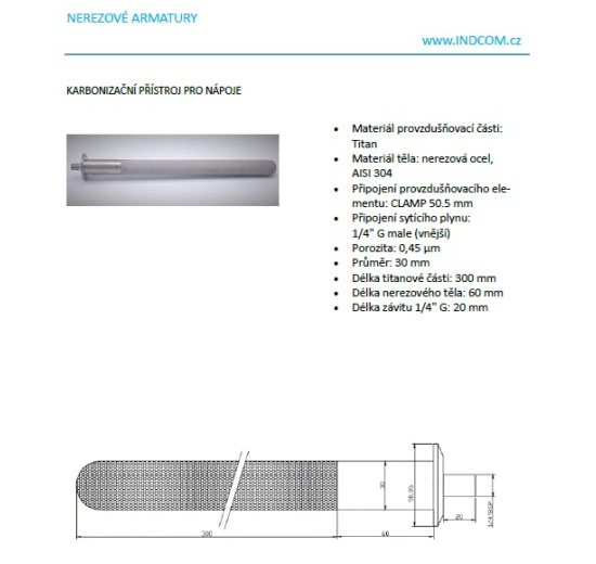 Tige de carbonatation en titane G 1/4" + accessoire