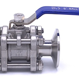 Robinet à boisseau sphérique en acier inoxydable à plein débit, en trois parties, CLAMP | DN15 (K50.5)