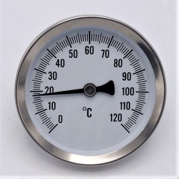 Celonerezový bimetalový teploměr, příložní, průměr ciferníku 63 mm (0-120 ℃)
