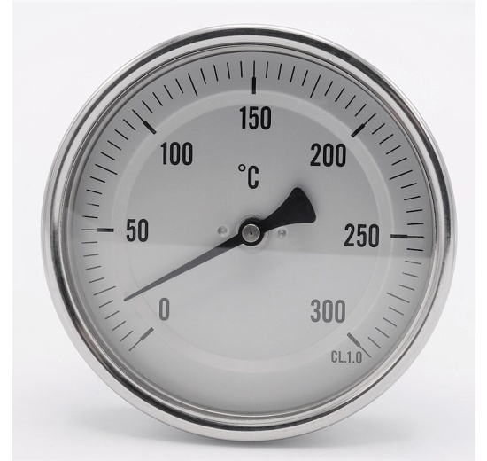 Celonerezový bimetalový teploměr s ponorným dříkem 150 mm, do jímky, 0-300 ℃