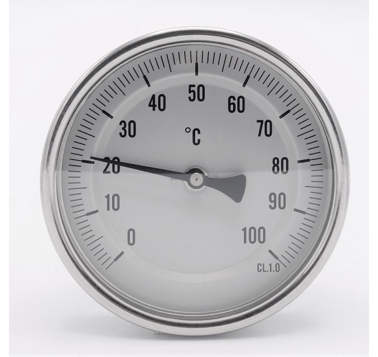 Celonerezový bimetalový teploměr s ponorným dříkem, do jímky 0-100 ℃, 150 mm