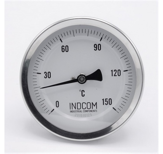 Celonerezový bimetalový teploměr s ponorným dříkem, do jímky | 0-150 ℃, 100 mm