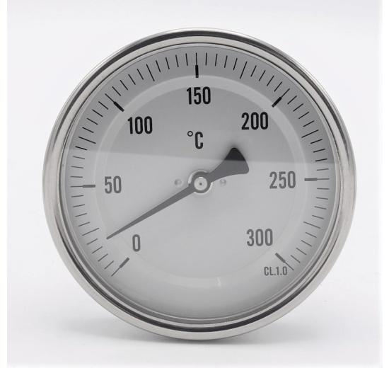 Celonerezový bimetalový teploměr s ponorným dříkem, závitový | 0-300℃ (1/2”) 200 mm