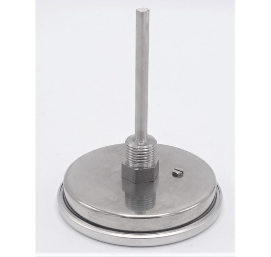 Celonerezový bimetalový teploměr s ponorným dříkem, závitový (1/2”), 0-100 ℃, 100 mm