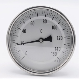 Celonerezový bimetalový teploměr s ponorným dříkem, závitový (1/2”), 0-150℃, 150 mm