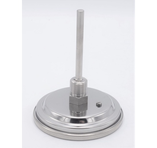 Celonerezový bimetalový teploměr s ponorným dříkem, závitový (1/2”),-30/50 ℃, 100 mm