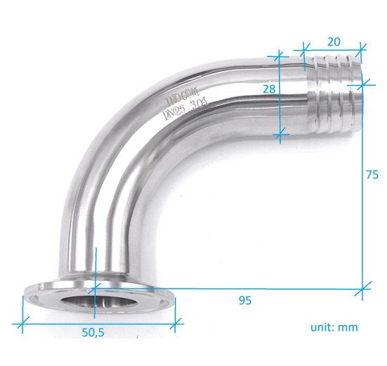 CLAMP adaptateur à tuyau, virole coude à 90° | DN25 (K50.5)