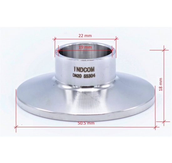 clamp hrdlo navařovací DN20 - rozměry