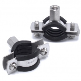 Collier de serrage avec caoutchouc EPDM, deux vis, acier inoxydable DIN 1.4301, M8_ 18-24 mm