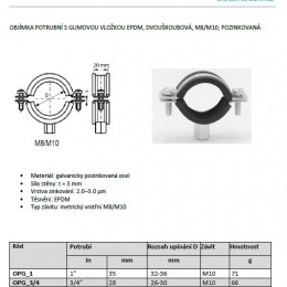 Collier de serrage avec caoutchouc EPDM, deux vis, M8/M10, galvanisé 20-25 mm