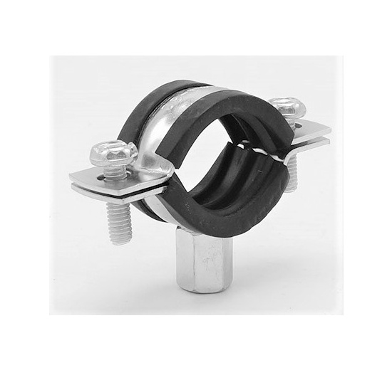 Collier de serrage avec insert en caoutchouc EPDM, double vis, galvanisé, M8 / M10