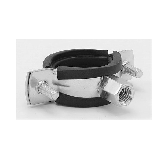 Collier de serrage avec insert en caoutchouc EPDM, double vis, galvanisé, M8 / M10