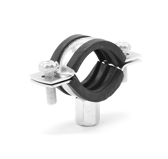 Collier de serrage avec insert en caoutchouc EPDM, double vis, galvanisé, M8 / M10