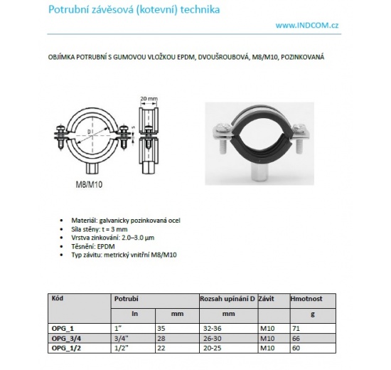 Collier de serrage avec insert en caoutchouc EPDM, double vis, galvanisé, M8 / M10