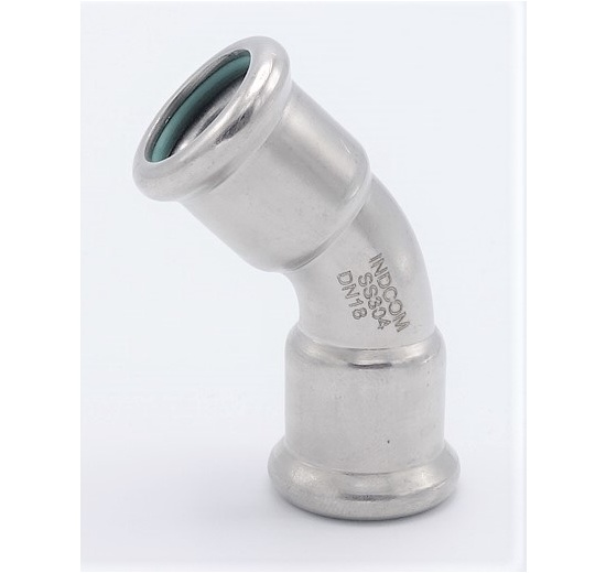 Coude 45°, raccords pressés, F/F 18 mm