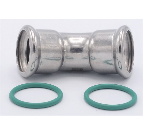 Coude 45°, raccords pressés, F/F 28 mm