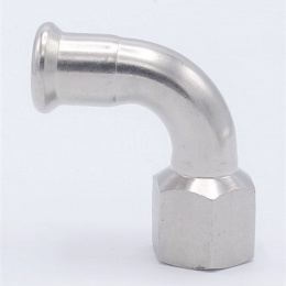 Coude 90°, à pression, F/filetage intérieur 15 mm_1/2" acier inoxydable