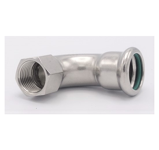 Coude 90°, à pression, F/filetage intérieur 22 mm_1/2" inox