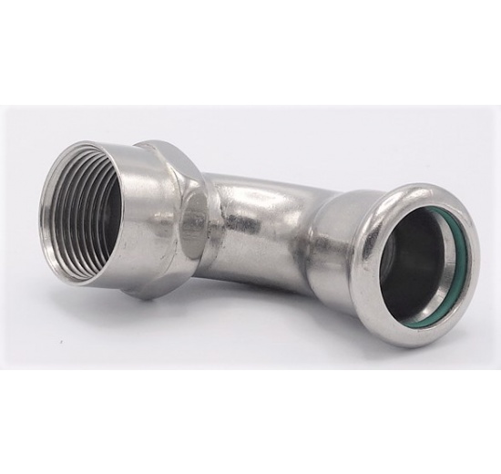 Coude 90°, à pression, F/filetage intérieur, inox