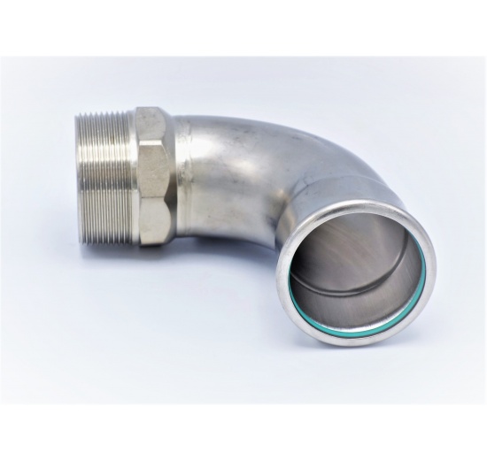 Coude 90°, à sertir, F/filetage extérieur 54 mm_2" inox