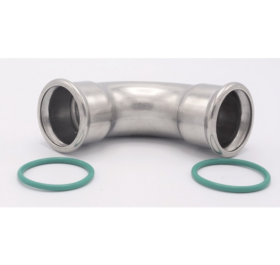 Coude 90°, raccords pressés, F/F | 35 mm Joints toriques FKM