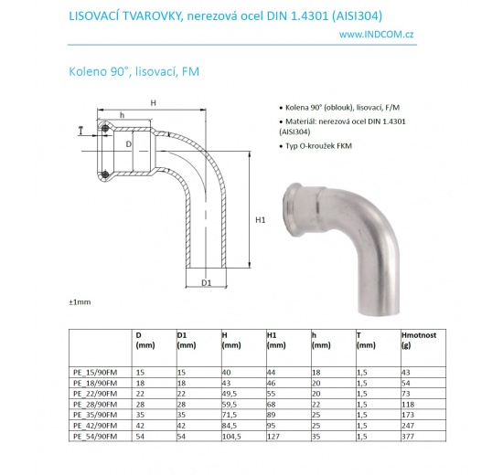 Coude 90°, raccords pressés, F/M