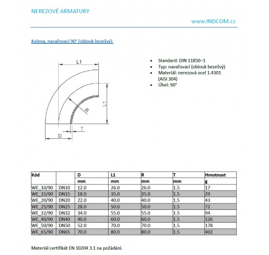 Coudes, à souder 90°