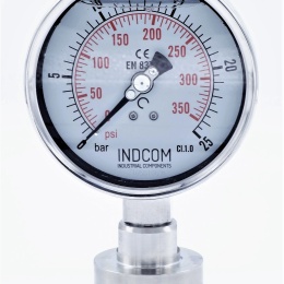 Manomètre inox avec membrane de séparation-CLAMP DIN 32676 (64 mm), cadran 100 mm | 0-25 bar