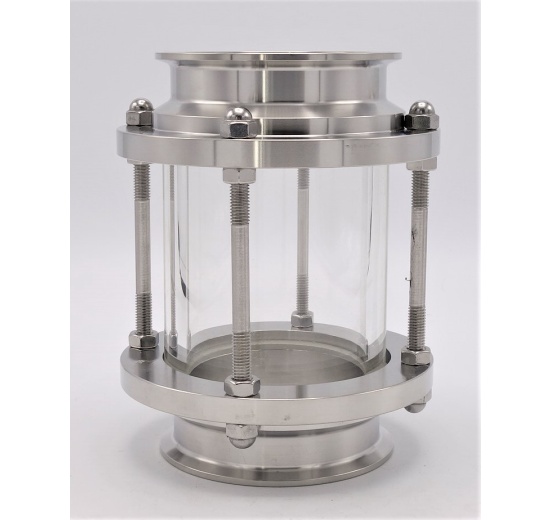 Sanitaire verre de viséur droit, inox, Clamp C-C, longue DN80