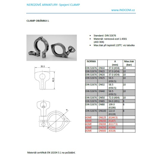 clamp collier DN 125