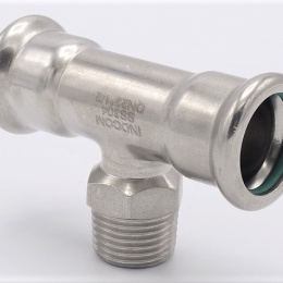 Pièce en T, pressage, F/M (filetage extérieur)/F raccords a sertir | 22_1/2"_22